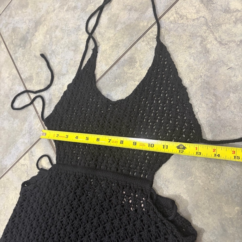 Meshki Malia Cut Out Crochet Maxi Dress Black Sz S Beachy Vacay Honeymoon - Picture 10 of 12